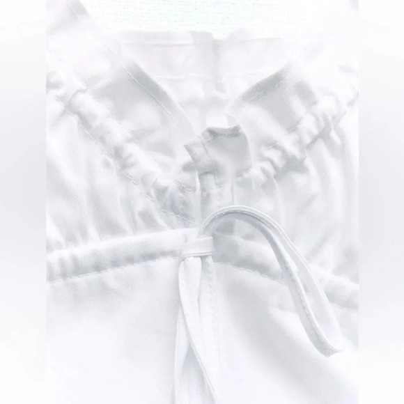 ZARA RUCHED BOW TRENCH COAT WHITE DRESS - Picture 4 of 6